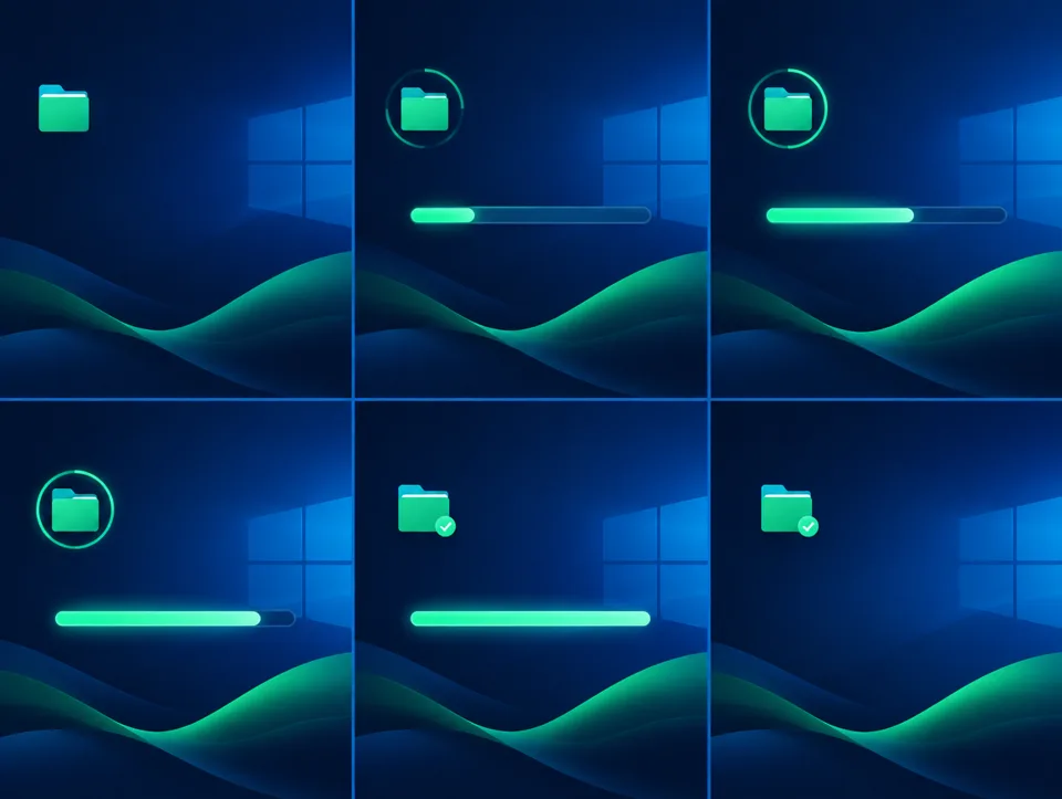 Windows masaüstünde tek klasör kurulumu ve ilerleme çubuğu